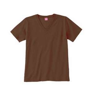 LA T Sportswear Women's Combed Ringspun V-Neck T-Shirt - Dark/Colors Brown