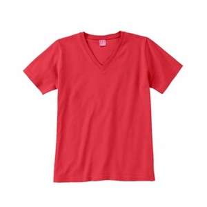 LA T Sportswear Women's Combed Ringspun V-Neck T-Shirt - Dark/Colors Red