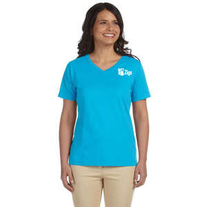Custom Promotional LA T Sportswear Women's Combed Ringspun V-Neck T-Shirt - Dark/Colors