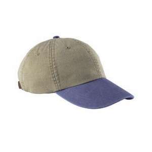 Adams 6-Panel Two-Tone Washed Pigment-Dyed Cap - Dark/All Khaki/Blue, Royal