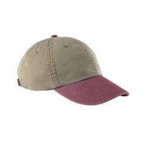 Adams 6-Panel Two-Tone Washed Pigment-Dyed Cap - Dark/All Khaki/Burgundy