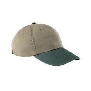 Adams 6-Panel Two-Tone Washed Pigment-Dyed Cap - Dark/All Khaki/Green, Forest