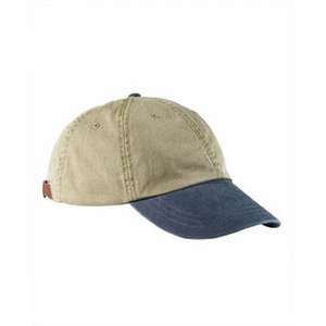 Adams 6-Panel Two-Tone Washed Pigment-Dyed Cap - Dark/All Khaki/Blue, Navy