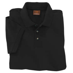 Harriton Men's Short-Sleeve Pique Polo - Dark/All Black