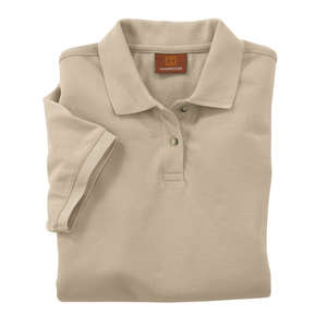 Harriton Women's Short-Sleeve Pique Polo - Dark/All Stone