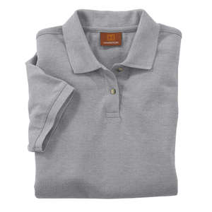 Harriton Women's Short-Sleeve Pique Polo - Dark/All Gray, Heather