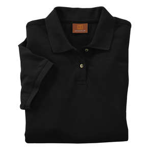 Harriton Women's Short-Sleeve Pique Polo - Dark/All Black