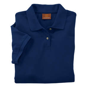 Harriton Women's Short-Sleeve Pique Polo - Dark/All Blue, Navy