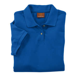 Harriton Women's Short-Sleeve Pique Polo - Dark/All Blue, True Royal