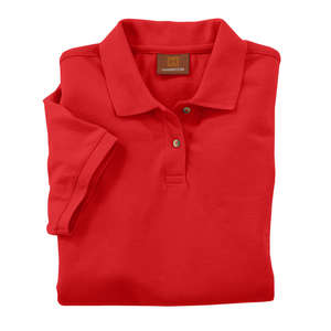 Harriton Women's Short-Sleeve Pique Polo - Dark/All Red