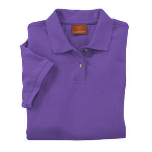 Harriton Women's Short-Sleeve Pique Polo - Dark/All Purple, Team