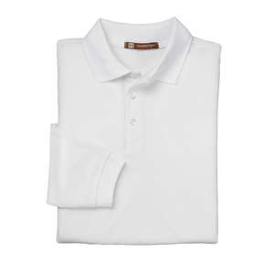 Harriton Easy Blend Long-Sleeve Polo - Dark/All White