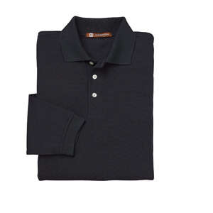 Harriton Easy Blend Long-Sleeve Polo - Dark/All Black