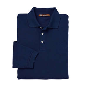 Harriton Easy Blend Long-Sleeve Polo - Dark/All Blue, Navy