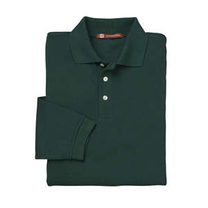 Harriton Easy Blend Long-Sleeve Polo - Dark/All Green, Hunter