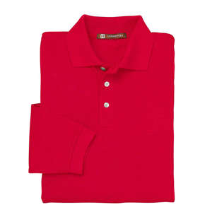 Harriton Easy Blend Long-Sleeve Polo - Dark/All Red