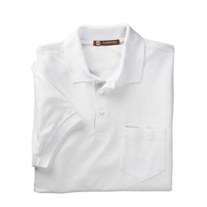 Harriton Easy Blend Polo with Pocket - Dark/All White