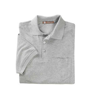 Harriton Easy Blend Polo with Pocket - Dark/All Gray, Heather