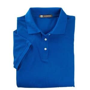 Harriton Women's Easy Blend Polo - Dark/All Blue, True Royal