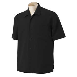 Harriton Men's Barbados Textured Camp Shirt - Dark/All Black