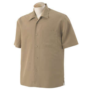 Harriton Men's Barbados Textured Camp Shirt - Dark/All Khaki