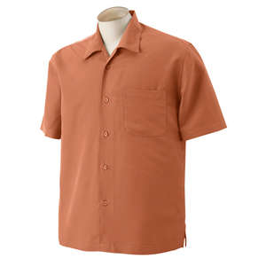 Harriton Men's Barbados Textured Camp Shirt - Dark/All Nectarine