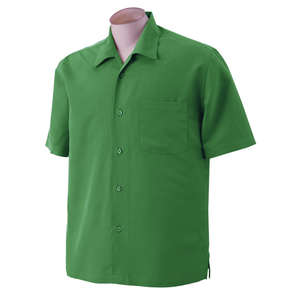 Harriton Men's Barbados Textured Camp Shirt - Dark/All Green, Palm