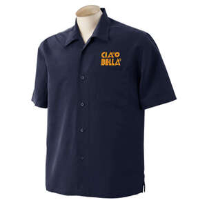 Custom Promotional Harriton Men's Barbados Textured Camp Shirt - Dark/All