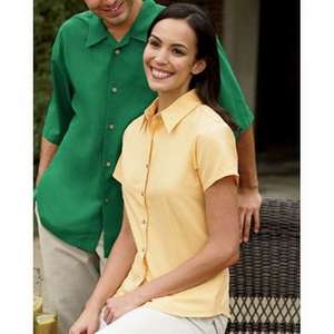 Harriton Women's Barbados Textured Camp Shirt - Dark/All