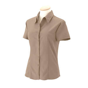 Harriton Women's Barbados Textured Camp Shirt - Dark/All Khaki