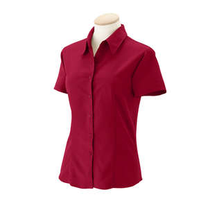 Harriton Women's Barbados Textured Camp Shirt - Dark/All Red, Parrot