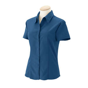 Harriton Women's Barbados Textured Camp Shirt - Dark/All Blue, Pool