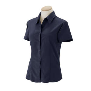 Harriton Women's Barbados Textured Camp Shirt - Dark/All Blue, Navy