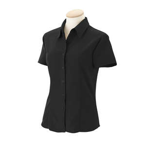 Harriton Women's Barbados Textured Camp Shirt - Dark/All Black