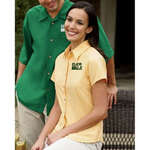 Business Women's Dress Shirts - Harriton Women's Barbados Textured Camp Shirt - Dark/All