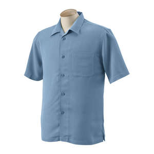 Harriton Men's Bahama Cord Camp Shirt - Dark/All Blue, Cloud