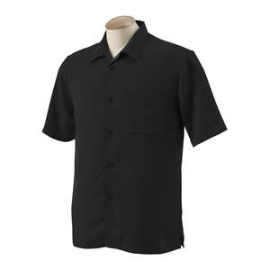 Harriton Men's Bahama Cord Camp Shirt - Dark/All Black