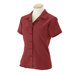 Harriton Women's Bahama Cord Camp Shirt - Dark/All Red, Tile