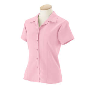 Harriton Women's Bahama Cord Camp Shirt - Dark/All Pink, Blush