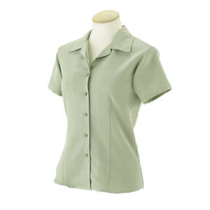 Harriton Women's Bahama Cord Camp Shirt - Dark/All Green, Mist
