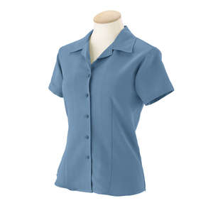 Harriton Women's Bahama Cord Camp Shirt - Dark/All Blue, Cloud