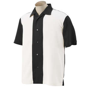 Harriton Men's Two-Tone Bahama Cord Camp Shirt - Dark/All Black/Cream