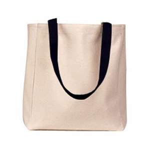 Harriton 8 oz. Canvas Tote - Dark/All Natural/Black