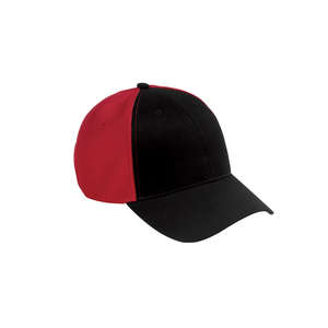 Big Accessories Old School Baseball Cap with Technical Mesh - Dark/All Black/Red