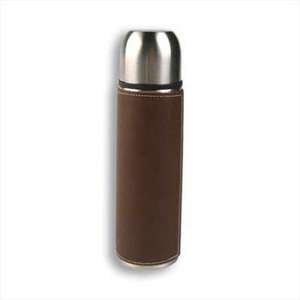 Custom Promotional Thermos Brand Vacuum Bottle with Leather Wrap - 16 oz.