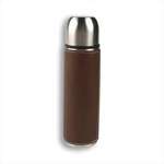 Custom Drinkware - Thermos Brand Vacuum Bottle with Leather Wrap - 16 oz.