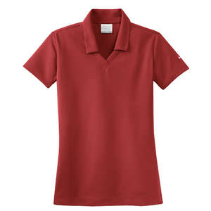Nike Golf Ladies Dri-Fit Micro Pique Sport Shirt - Dark/All Red, Team