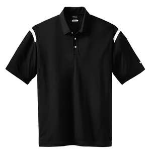 Nike Golf Dri-Fit Shoulder Stripe Sport Shirt - Dark/All Black/White