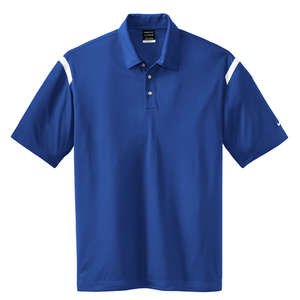 Nike Golf Dri-Fit Shoulder Stripe Sport Shirt - Dark/All Blue, Varsity Royal/White
