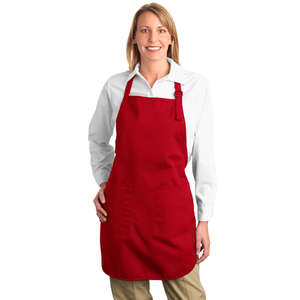 Port Authority Full Length Apron with Pockets - Dark/All Red